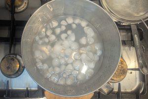 overhead view of an ice bath.