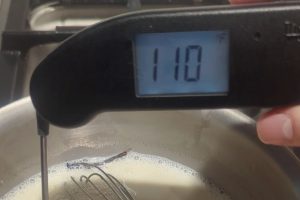 an instant-read thermometer reads "110°F".