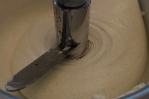 churning vanilla bean honey ice cream in a lello 4080 ice cream machine.