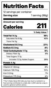 detailed nutrition facts for a serving of sweet cream custard ice cream.
