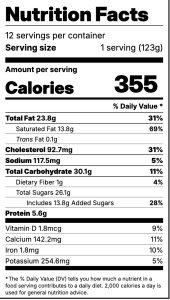 nutrition facts for vermonty python ice cream.