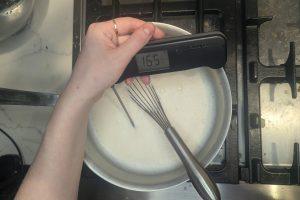 custard ice cream base at 165°F.