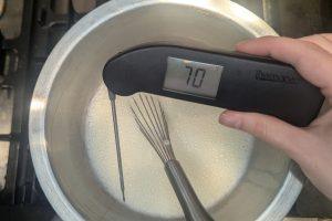 spiced custard ice cream base cooled to 70°F.