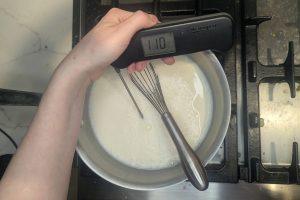 custard ice cream base at 110°F.