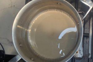 water and sugar in a saucepan.
