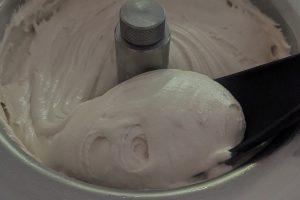 churned chaider ice cream in a compressor machine bowl.