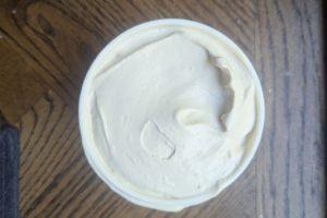 chaider ice cream in a pint container before freezing.
