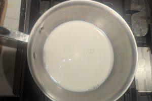 heavy cream in a saucepan.